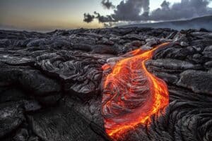 Hawaii Big Island molten lava field