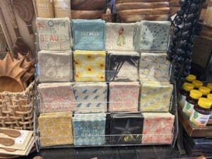 fabric coasters on display at SohHa Living