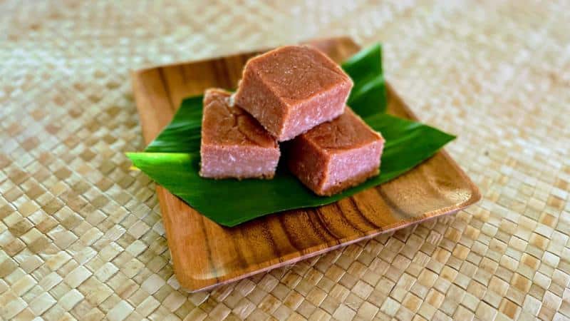 brown squares of taro dessert