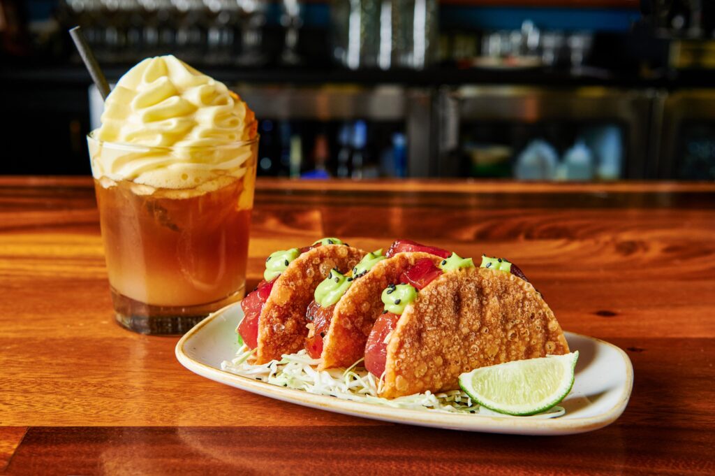 Monkeypod Mai Tai and Poke Tacos. Photo courtesy of Monkeypod Kitchen. Culinary tour of oʻahu