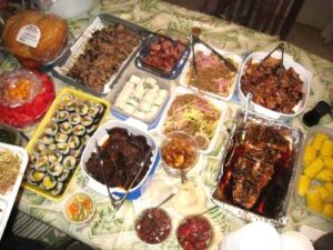 potluck food on table