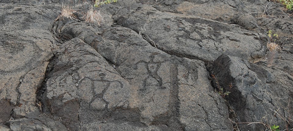 Petroglyphs on lava rock