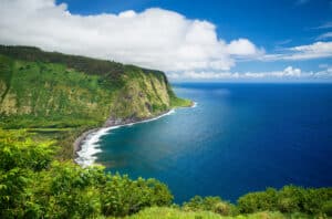 Waipio Valley Lookout view on Big Island, Hawaii Shutterstock 448371397